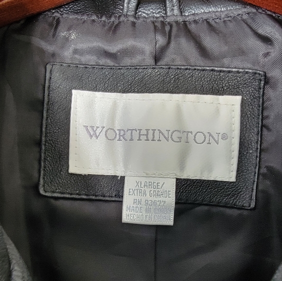 Black Worthington XL REAL leather coat - Picture 2 of 6